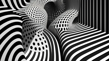 Surreal geometric style line art structure background