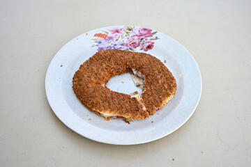 Turkish pastry product , tasty pogaca, acma . Simit, gevrek. Turkish Pastries; peynirli, patatesli, kasarli pogaca, sosili acma, dereotlu pogaca,  borek, acma, ay coregi at patisserie showcase.