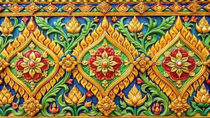 Aerial View of Ancient Thai Temple with Intricate Patterns