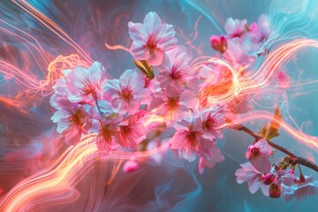 Conceptual Fusion of Frequency Spectrums with Cherry Blossom Visuals