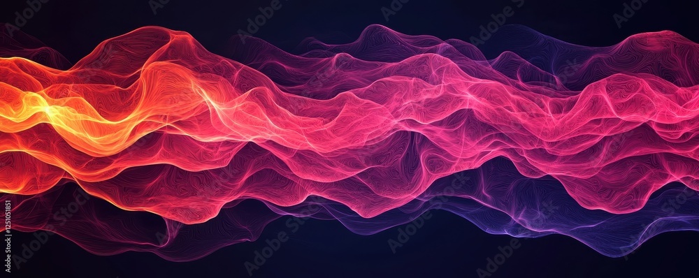 Poster a vibrant wave of colorful light flows through the dark background, creating an abstract representat