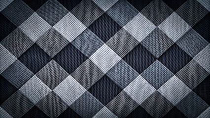 Elegant Grey Herringbone Fabric Texture Background - Fine Mesh, Checkered Pattern, Vignette