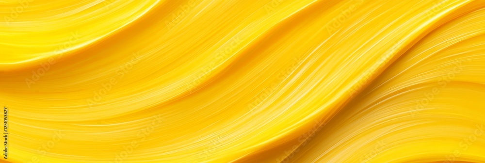 Poster swirling abstract background in intense yellow vector graphic with brush strokes and flowing lines