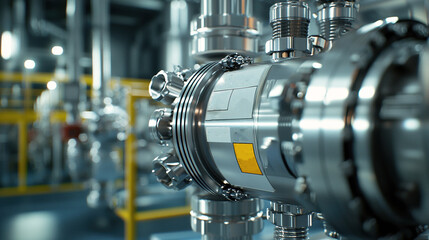 Fototapeta premium A large piece of machinery with a yellow stripe