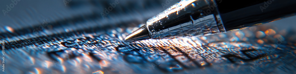 Poster pen tip and densely printed text macro photograph