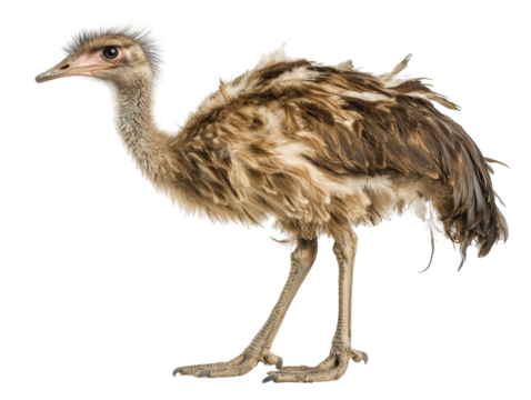 Isolated Juvenile Greater Rhea with Disheveled Feathers