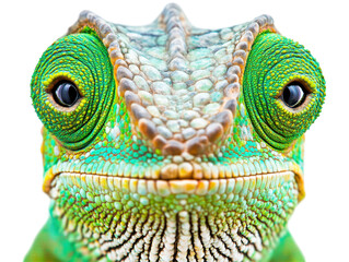 Isolated Extreme Close-up of a Vibrant Chameleon