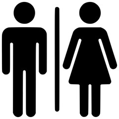 Restroom Icon: Simple and universally understood symbols representing male and female restrooms.  Perfect for public signage or informational graphics. 
