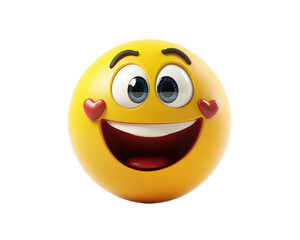Isolated Charming Yellow Emoticon with Heart Accents and a Joyful Grin