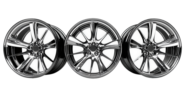 Isolated Modern Chrome Rims Group