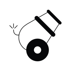 cannon glyph outline icon with white background vector stock illustration