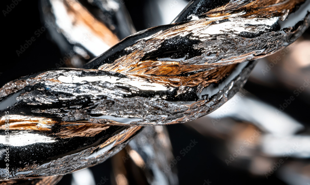 Poster exploring the intricacies of twisted metal: a shimmering close-up on modern design and technology el