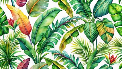 Watercolor Banana Palm Leaves: Exotic Greenery Botanical Illustration