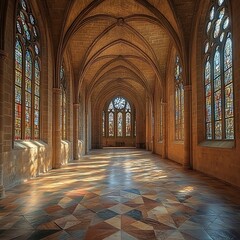 Fototapeta premium Stained glass architecture gothic church interior high resolution hd picture