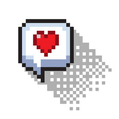Pixel art 8-bit Heart speech bubble. retro game.	
