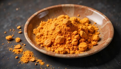 Fototapeta premium Turmeric powder in a ceramic bowl