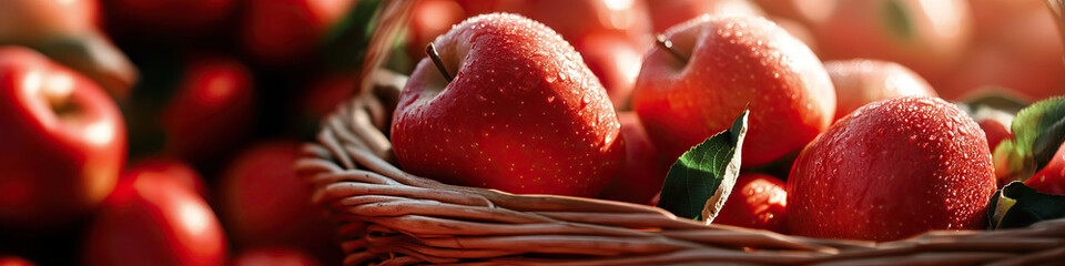 Red Apples in Wicker Basket
