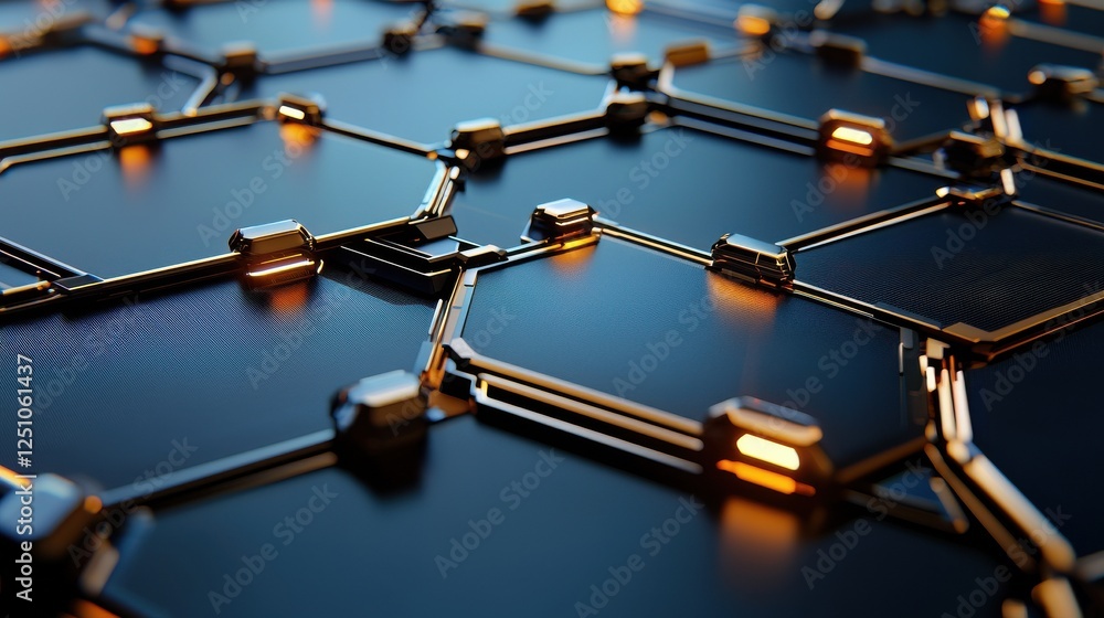 Poster a close up of a black and gold hexagonal pattern