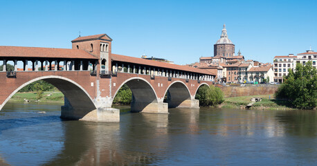 Fototapeta premium Pavia - The Ponte Copreto bridge.