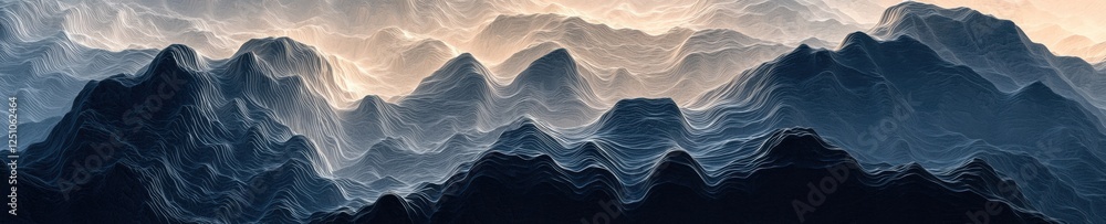 Aufkleber abstract digital art piece that appears to be a landscape of mountains. the mountains are arranged i