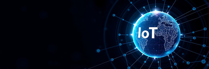 Naklejka premium Internet of Things (IoT) Innovation – Smart Connectivity and Digital Transformation in the Internet of Things, smart devices, digital transformation, connected technology, cloud computing.