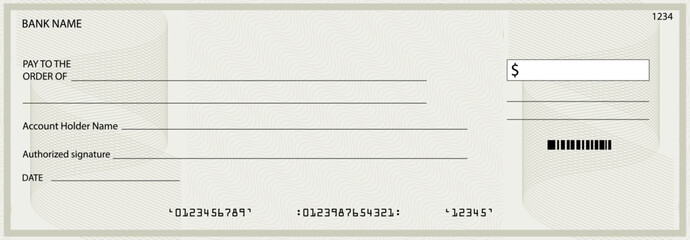 Cheque or coupon cash, guilloche award bill, check or checkbook from bank, currency watermark, payment spirograph, voucher financial pattern, vector illustration