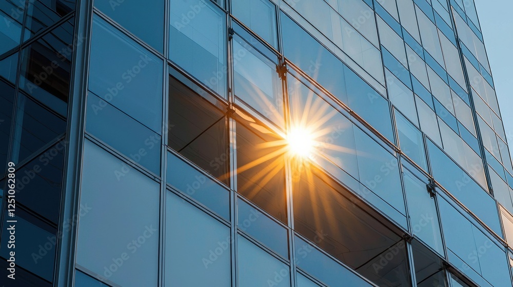 Aufkleber a building with a large window that is letting in the sun
