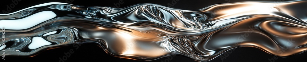 Poster abstract digital art piece that appears to be made up of wavy lines and curves. the lines are in dif