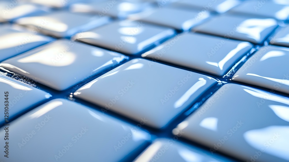 Poster close-up view of blue computer keyboard keys in selective focus showing modern technology interface,