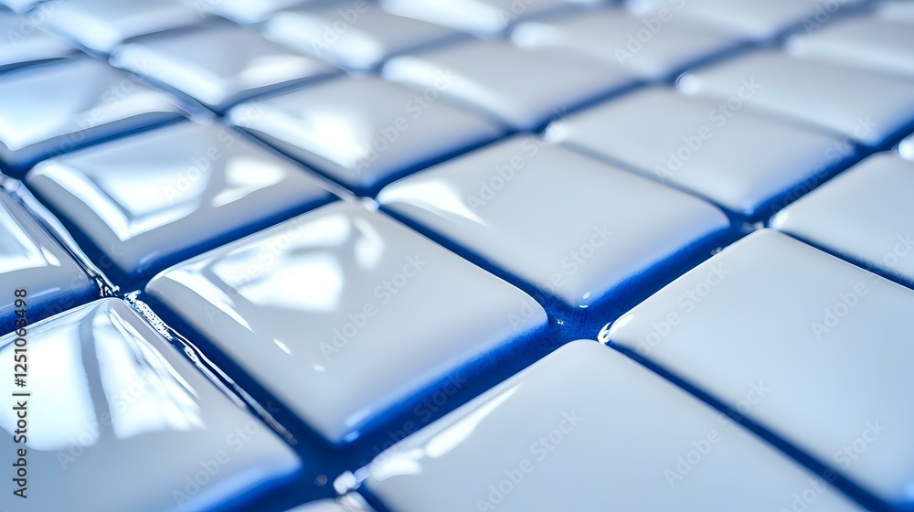 Poster geometric pattern of white glossy cubes with blue lighting effect creating modern technological back