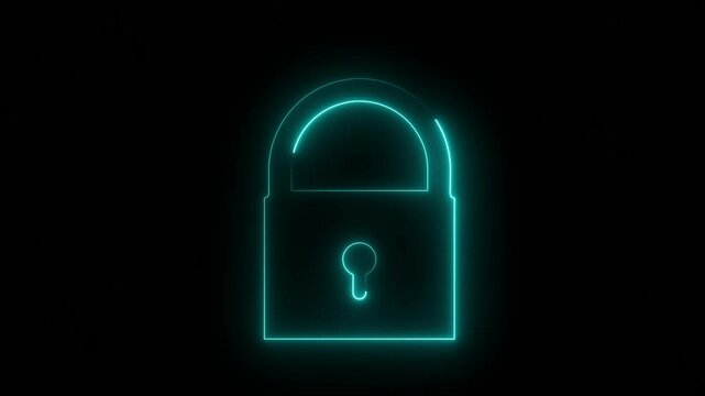 glowing neon pink blue color lock animation icon protection safety password security privacy circle animated on black background - Powered by Adobe