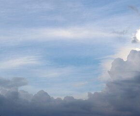 Abstract colorful cloudy sky background. Clouds of different shapes. Nice picture. Cover. Wallpaper. copy space.