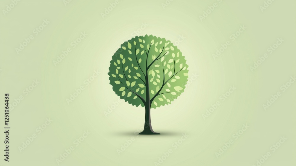 Poster simple illustration of a tree. the tree is green in color and has a simple, cartoon-like appearance.