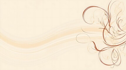 Elegant Beige Background With Brown Floral Swirls