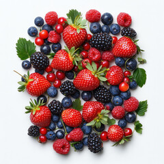 Obraz premium Colorful Assorted Berries on White Background