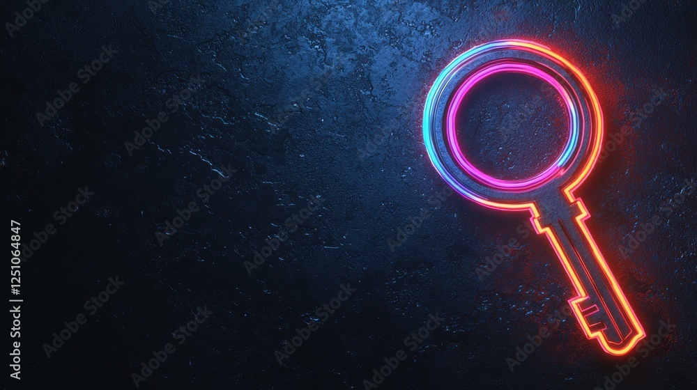 Aufkleber digital illustration of a key on a dark blue background. the key is in the shape of a circle with a 