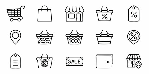 Simple line icons, e-commerce symbols