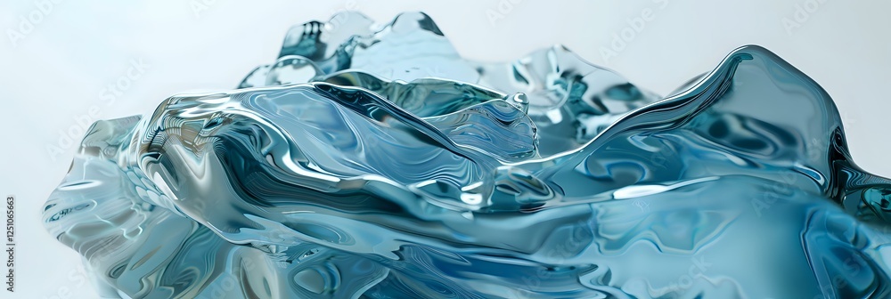 Aufkleber flowing liquid waves in turquoise blue create dynamic abstract shapes against light background, show