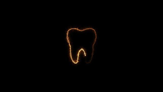 Glowing Neon line Teeth icon on black background. Teeth sign, Teeth concept. Glowing neon tooth symbol icon. Tooth symbol for dentistry clinic or dentist medical center and toothpaste package