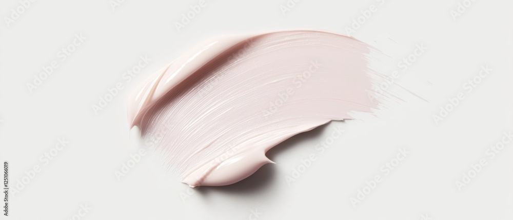 Poster close-up of a swatch of a light pink liquid foundation or concealer. the swatch is in the shape of a