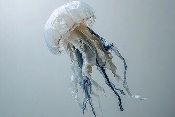 A jellyfish made of plastic bags concept of ocean pollution