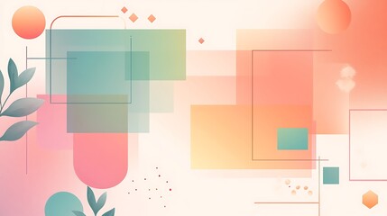 Abstract Pastel Geometric Design with Botanical Elements