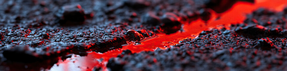 Red Liquid on Dark Granular Surface