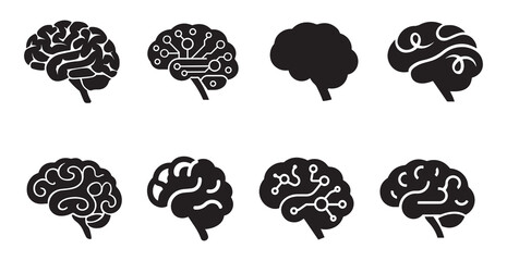 Human brain icon set flat style. vector illustration