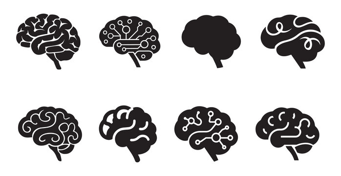Human brain icon set flat style. vector illustration