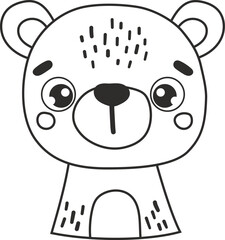Polar line bear animal isolated, cute arctic animal, kids illustration, cartoon vector