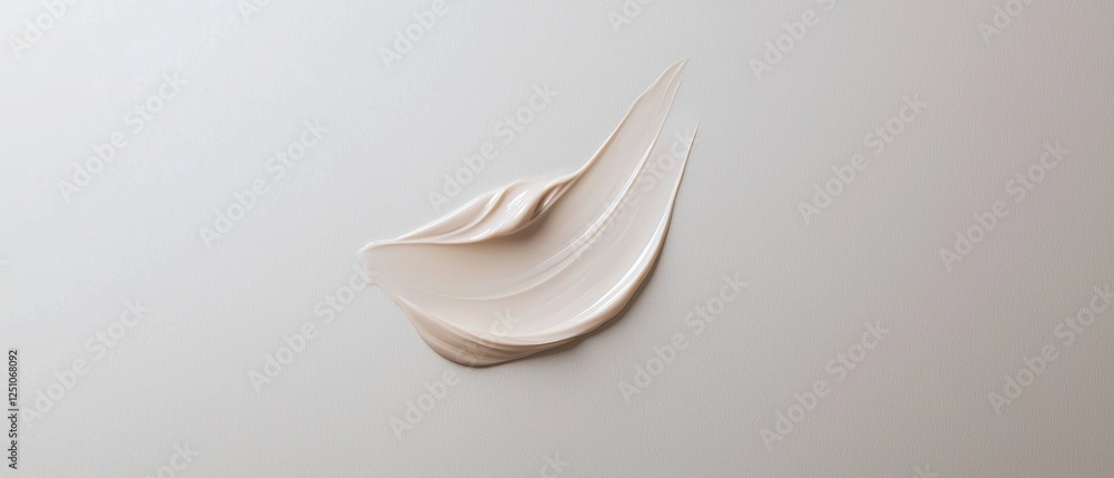 Aufkleber close-up of a single, wavy, cream-colored object on a plain white background. the object appears to 