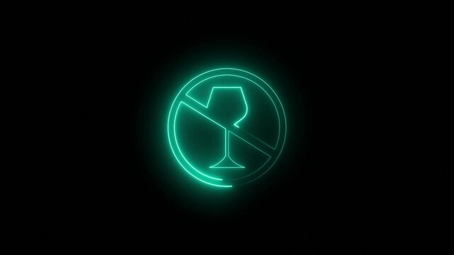 No drings sign icon warning neon lights. No drings neon sign animation in a black background No drings neon sign animation
