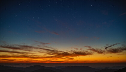 Stunning gradient sky transitioning from starry night to golden morning, symbolizing daylight saving time