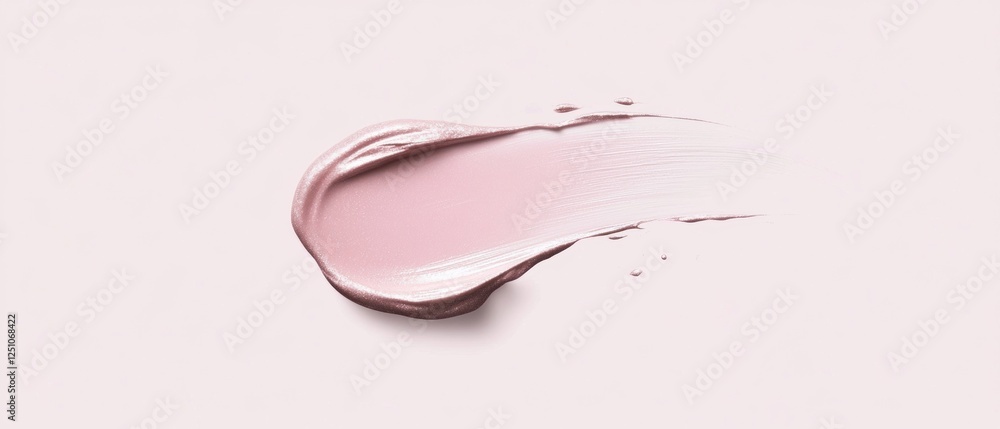 Poster close-up of a pink lipstick swatch on a white background. the swatch is in the shape of a heart and 